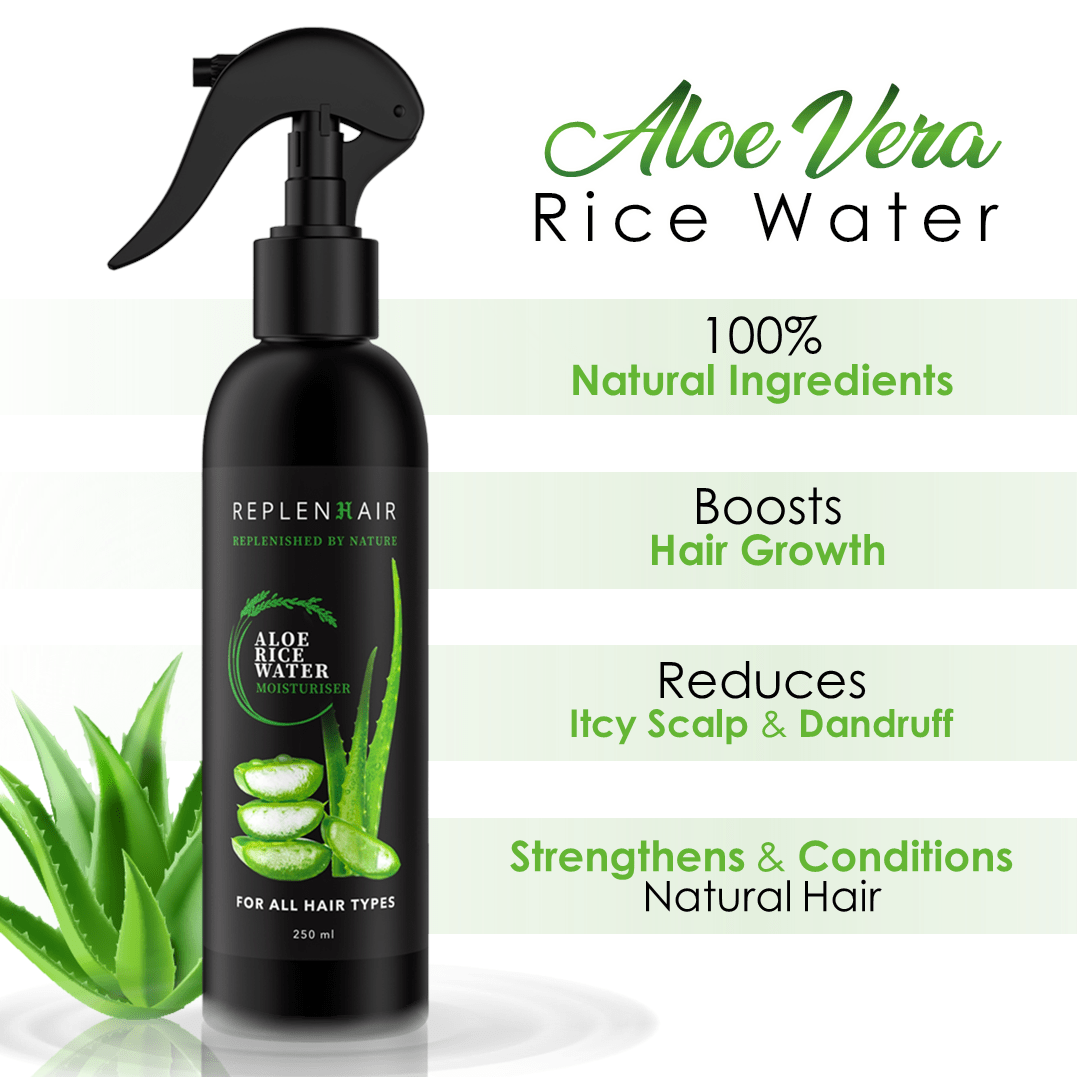 Aloe Rice Water Hair Moisturiser Spray - Replenhair