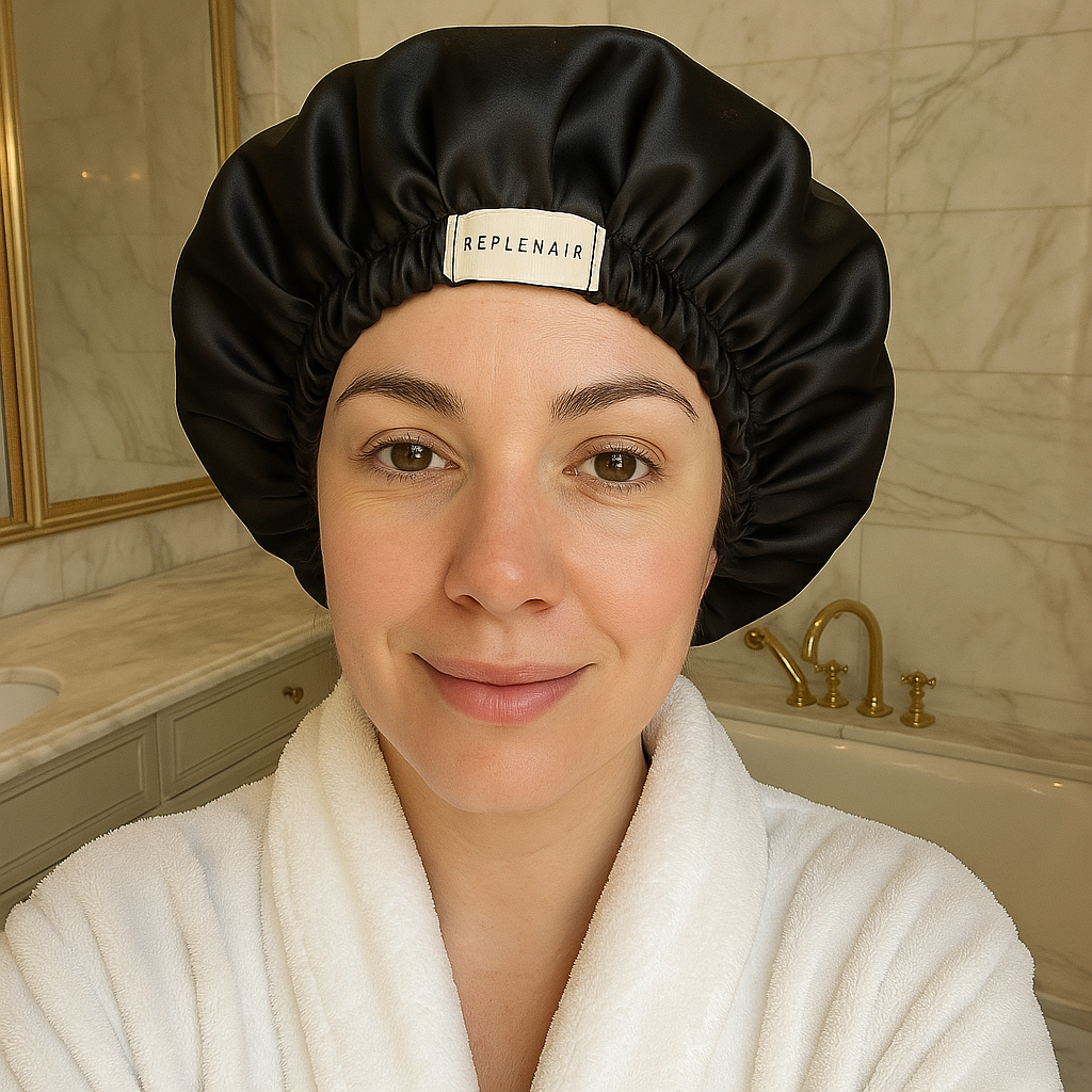 Black Double Sided Reversible Silk satin Hair Bonnet