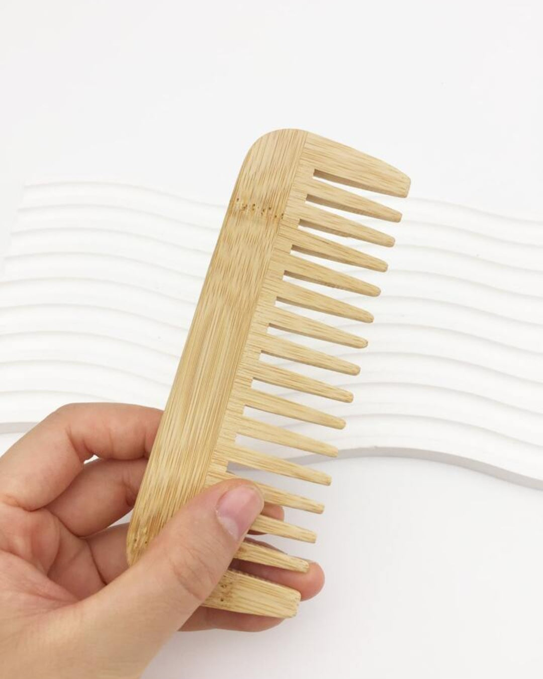 Natural Bamboo Detangling Hair Comb With Handle