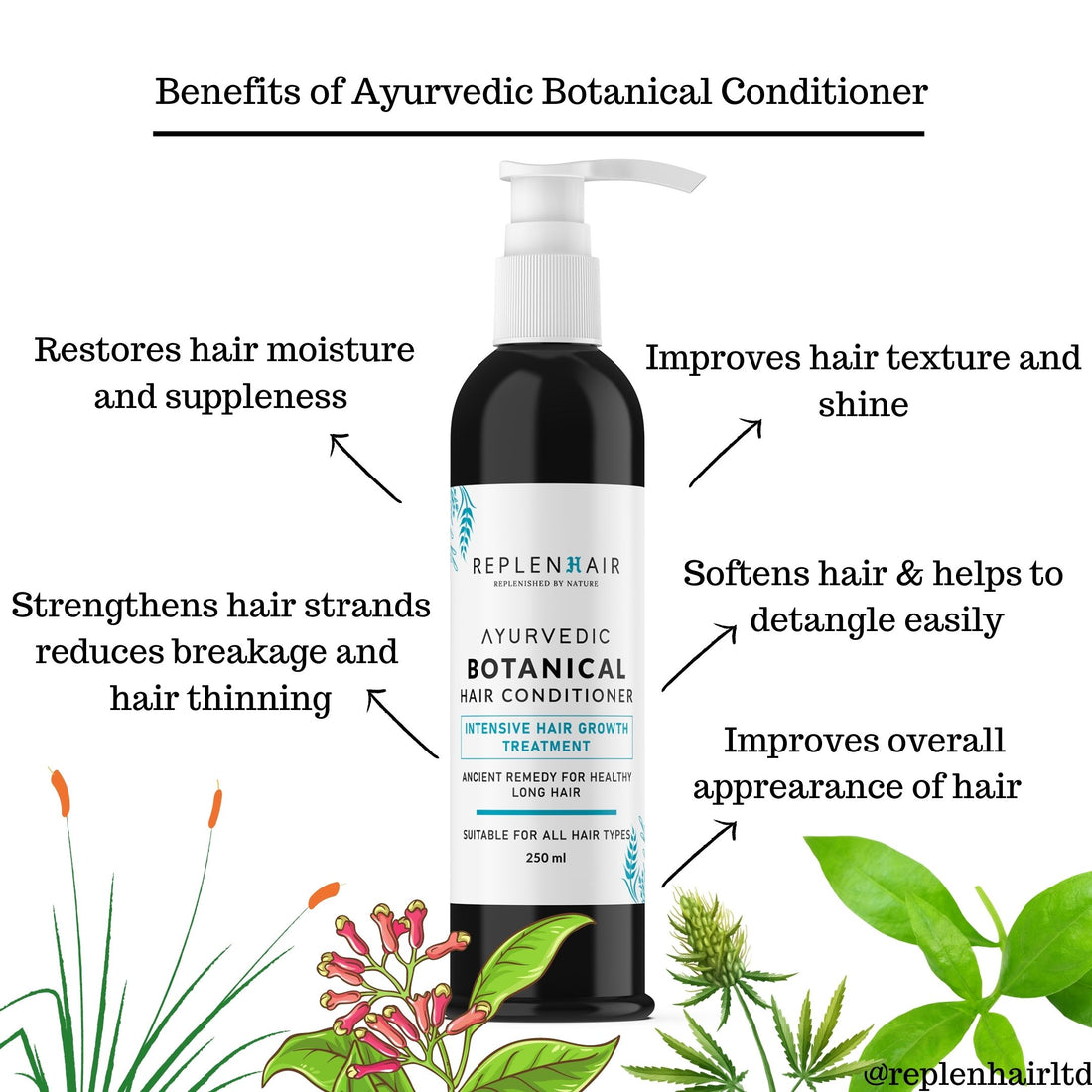 Ayurvedic Botanical Hair Conditioner Intensive Hair Growth Treatment 250ML