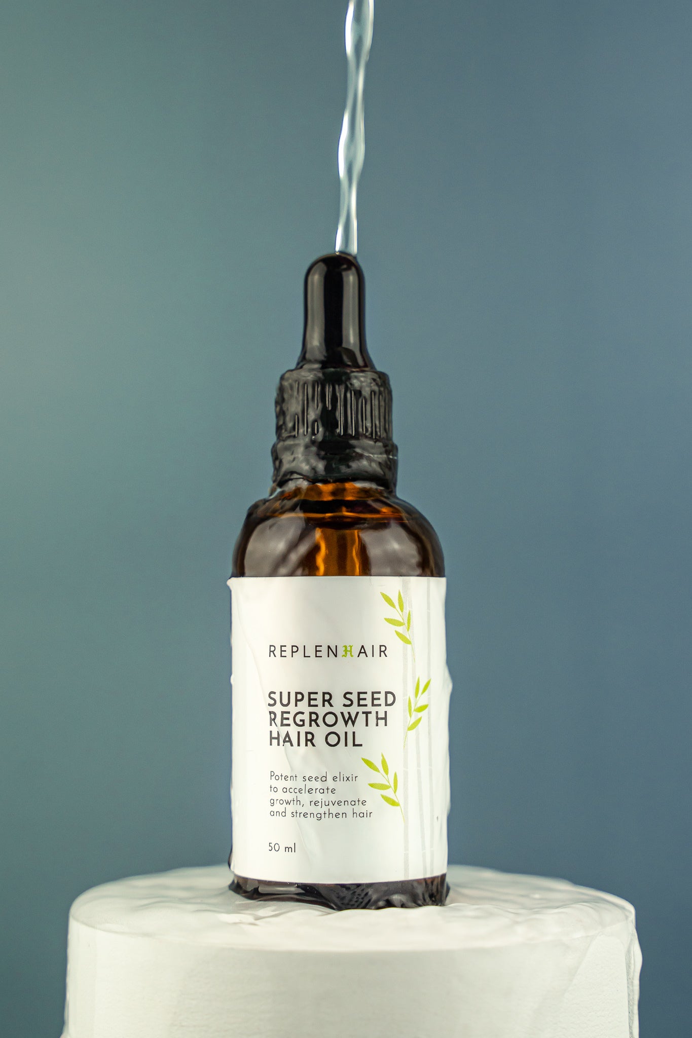 Product shoot for Replenhair Super Seed Regrowth Hair Oil