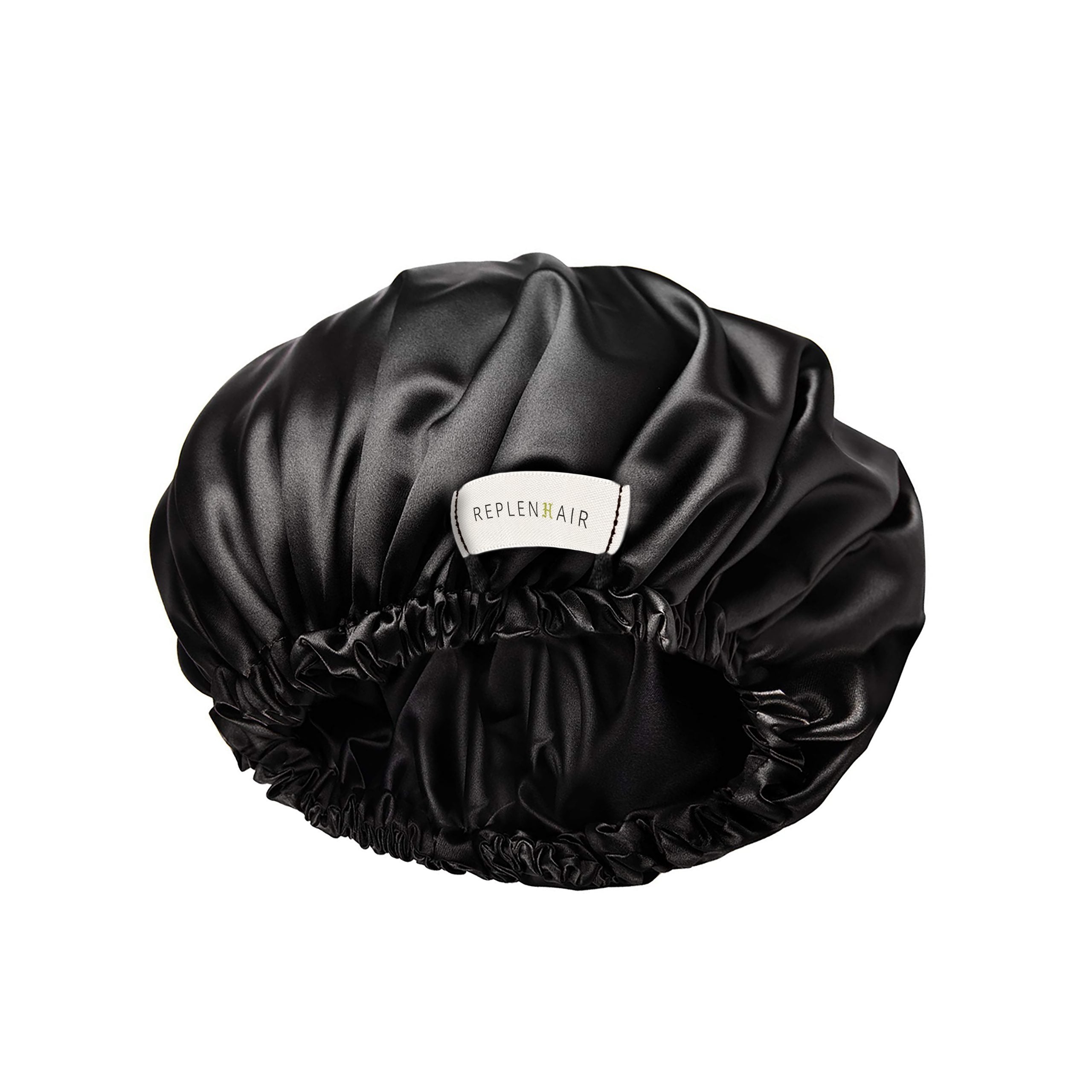 Black Double Sided Reversible Silk satin Hair Bonnet - Replenhair